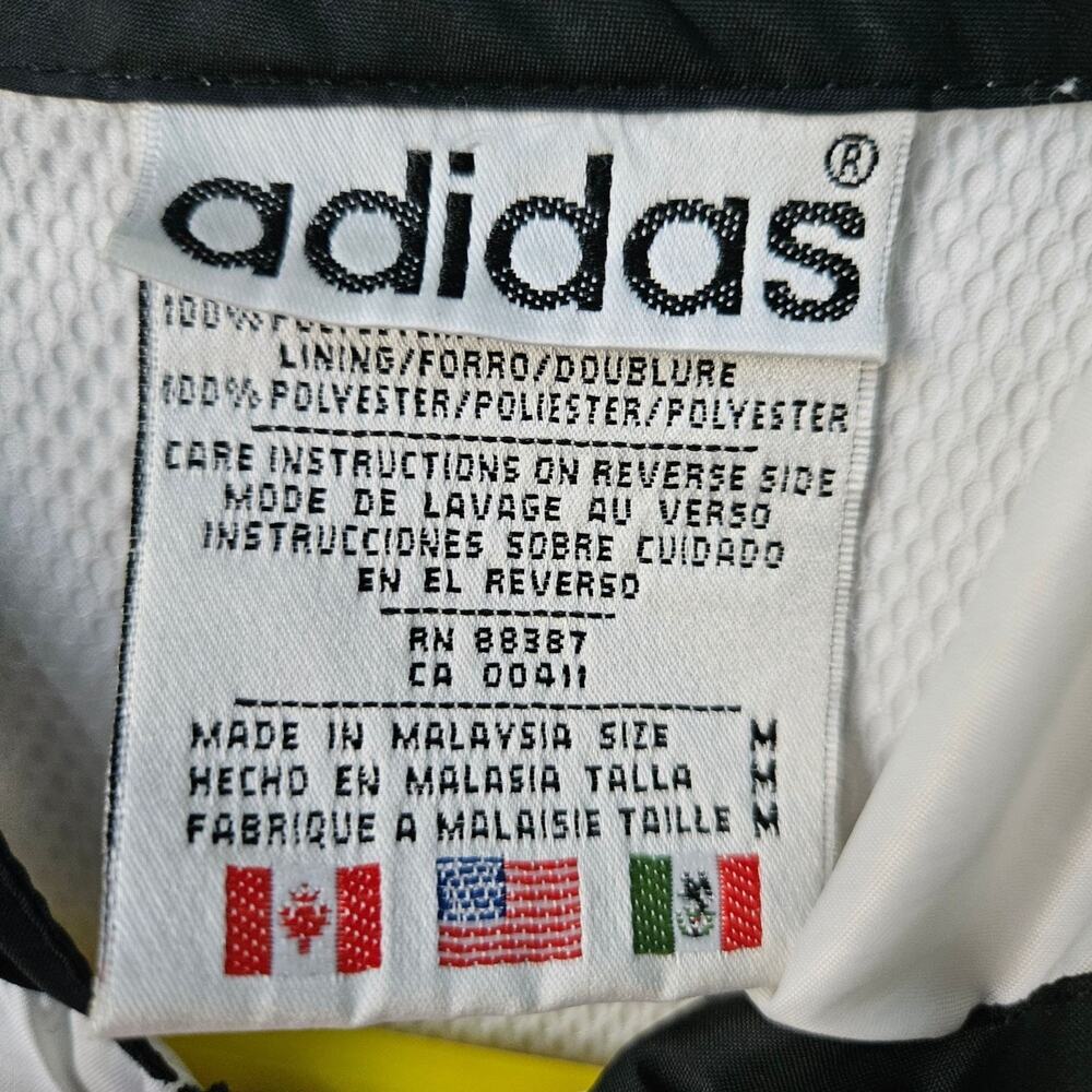 Vintage Adidas‎ Windbreaker Jacket Hooded 90s Colorblock White Black Red Size L - Picture 3 of 16
